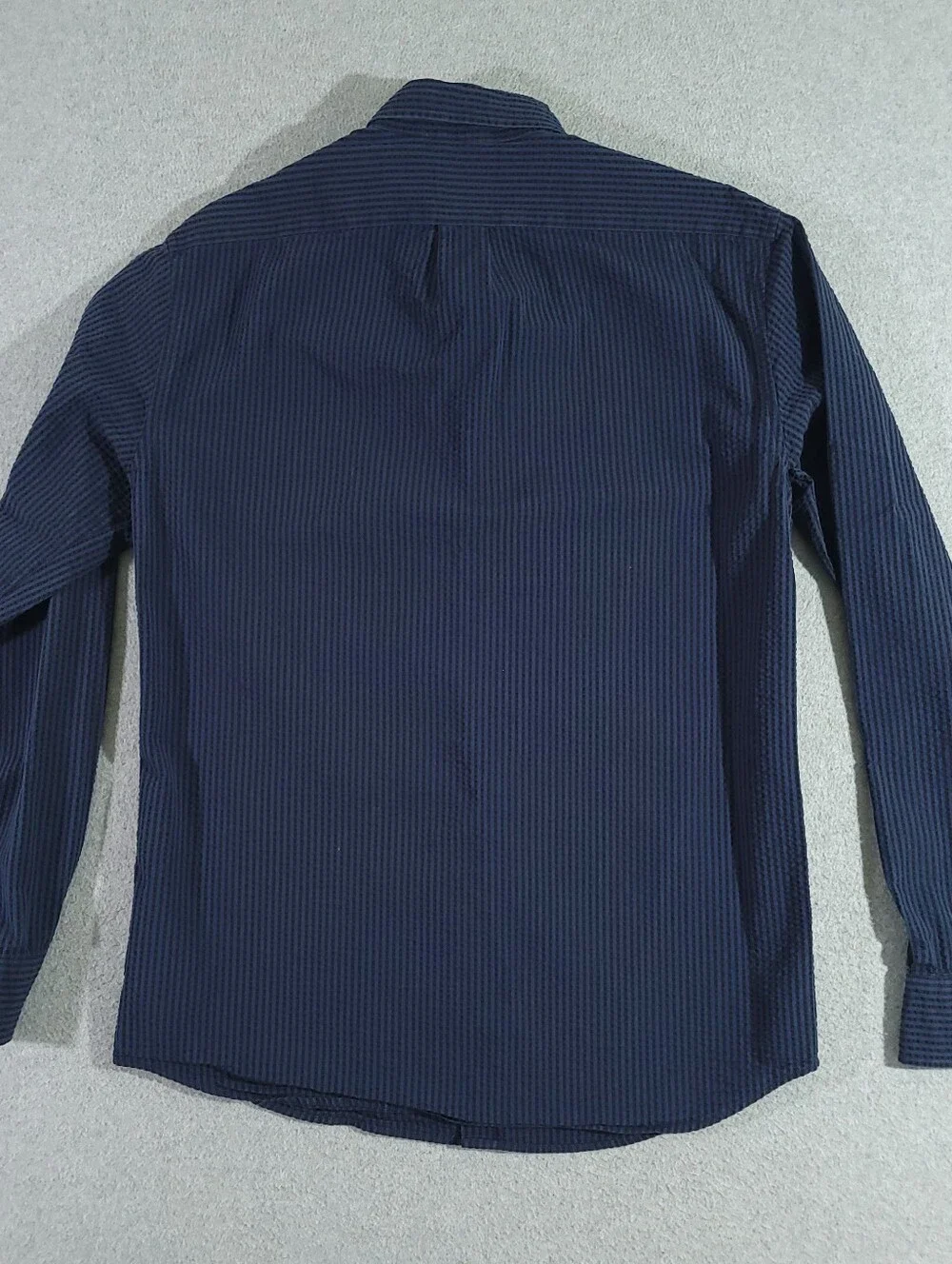J Crew Seersucker Button Down Shirt Slim Fit M Blue Striped Hamptons Long Sleeve
